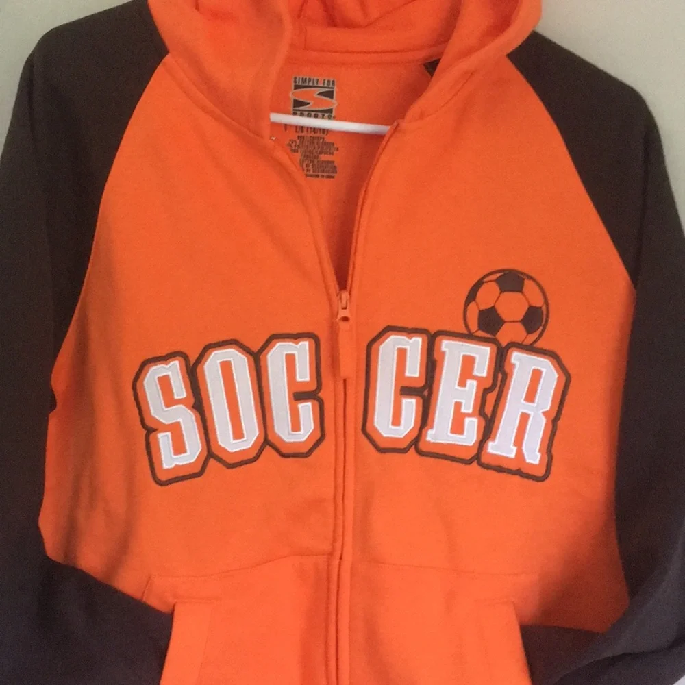Unisex teens Soccer jacket full zip up hoodie sweater Sz L ( 14/16)